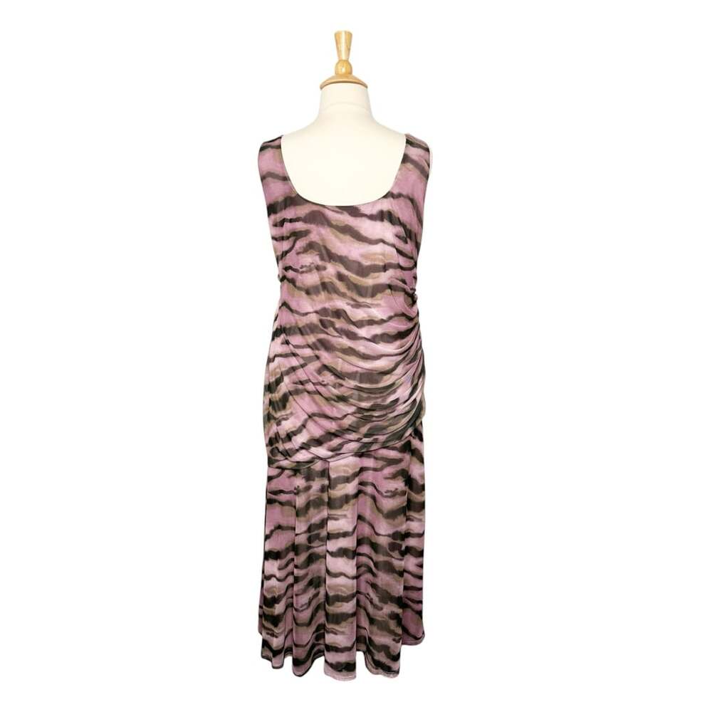 Asos Design Curve Mesh Midi Dress  Pink Animal Print SZ 20